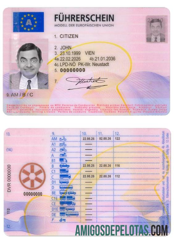 Carta de condução austríaca 2013 presente baixar para verificação